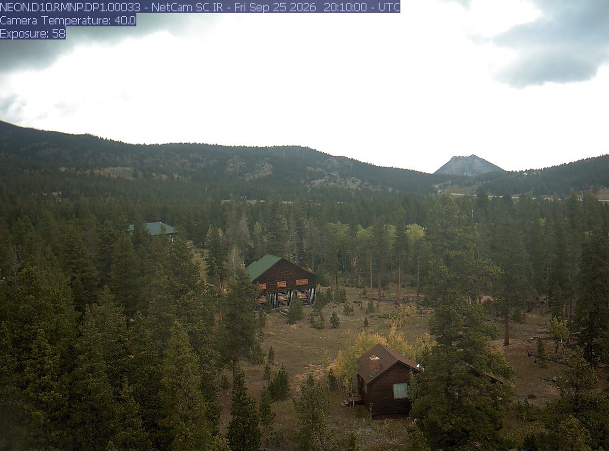 The latest daylight frame from the NEON.D10.RMNP.DP1.00033 camera, 16 km from Comanche Peak Wilderness