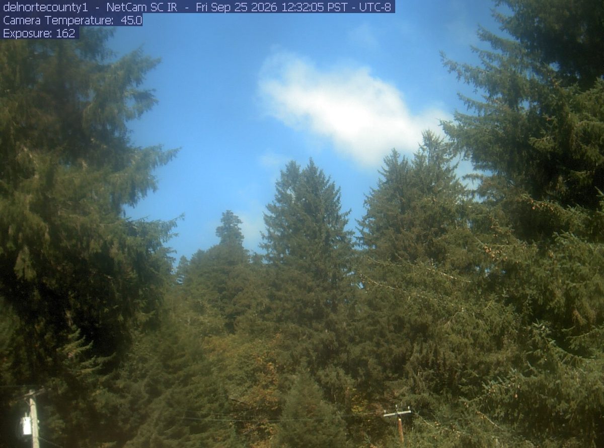 Today from the delnortecounty1 camera, 30 km from Smith River National Recreation Area