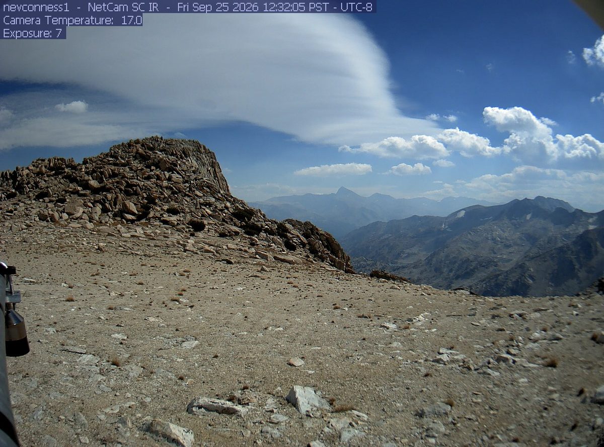 The latest daylight frame from the nevconness1 camera, 22 km from Owens River Headwaters Wilderness